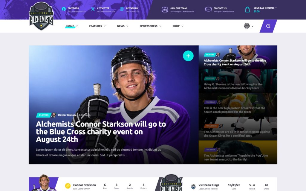 Hockey design: home page